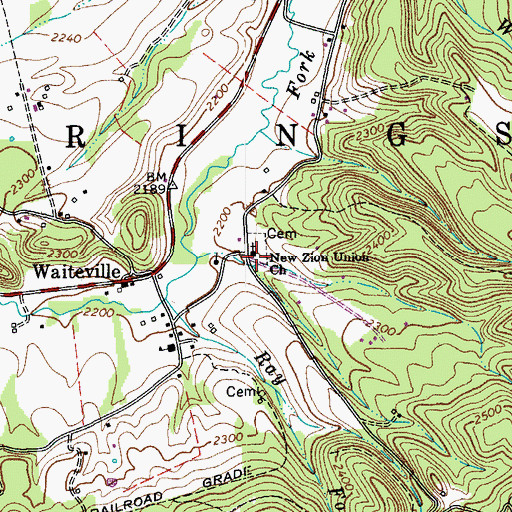 Topographic Map of New Zion Union Church, WV