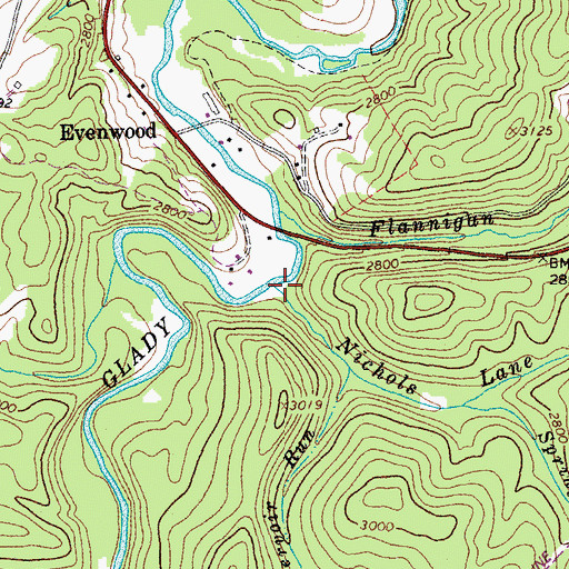 Topographic Map of Nichols Lane Run, WV