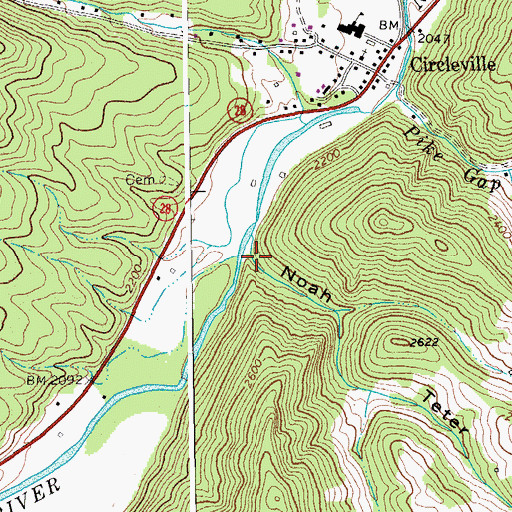 Topographic Map of Noah Teter Hollow, WV