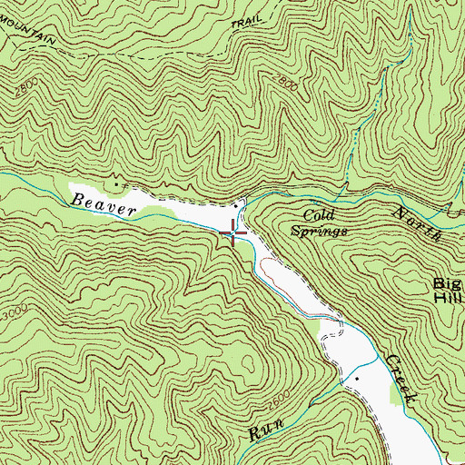 Topographic Map of North Fork Beaver Creek, WV