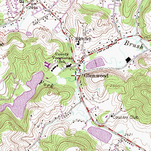 Topographic Map of North Fork Brush Creek, WV