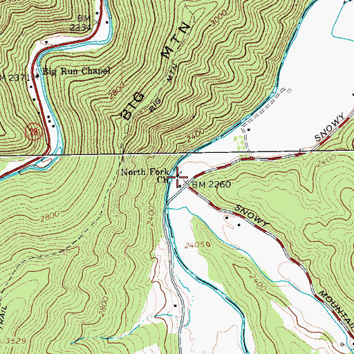 Topographic Map of North Fork Church, WV