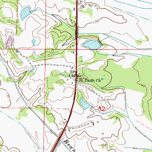 Topographic Map of Saint Pauls Church, AL