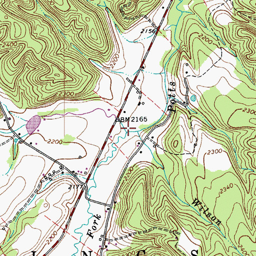 Topographic Map of North Fork Potts Creek, WV