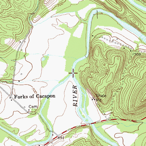 Topographic Map of North River, WV