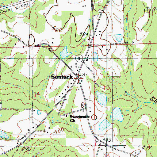 Topographic Map of Santuck, AL