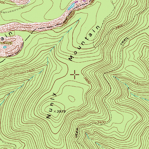 Topographic Map of Nunly Mountain, WV