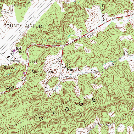 Topographic Map of Nunn Cemetery, WV