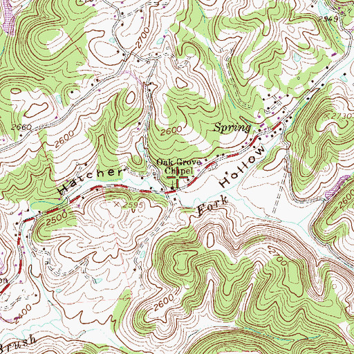 Topographic Map of Oak Grove Chapel, WV