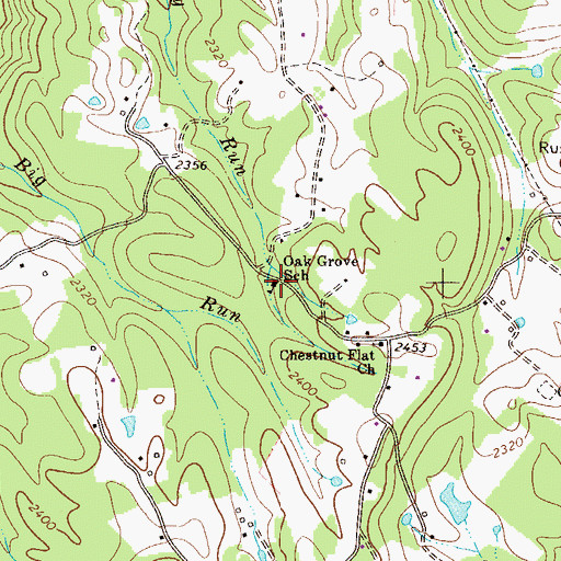 Topographic Map of Oak Grove School (historical), WV