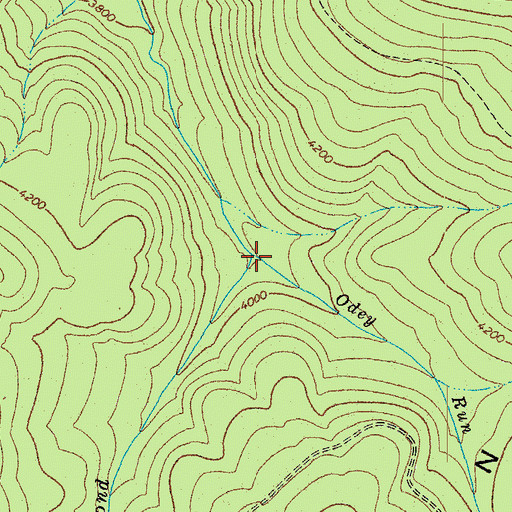 Topographic Map of Odey Run, WV