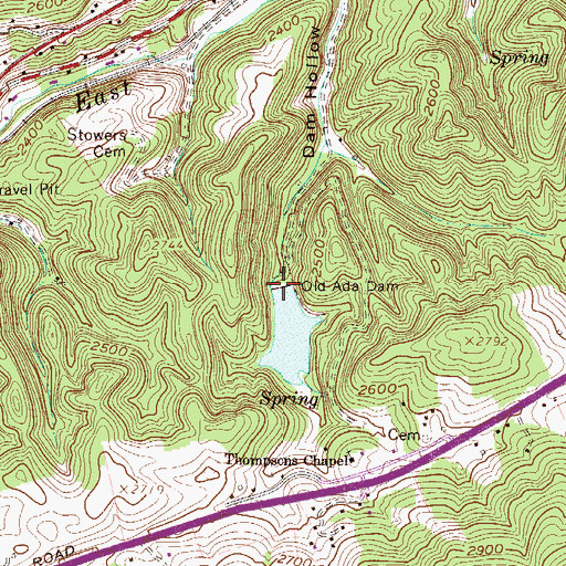 Topographic Map of Old Ada Dam, WV