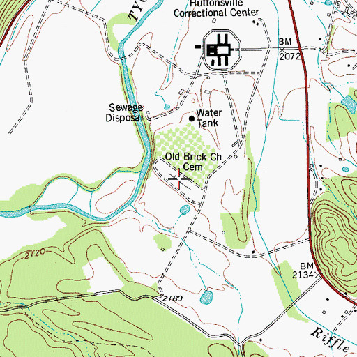 Topographic Map of Old Brick Church Cemetery, WV