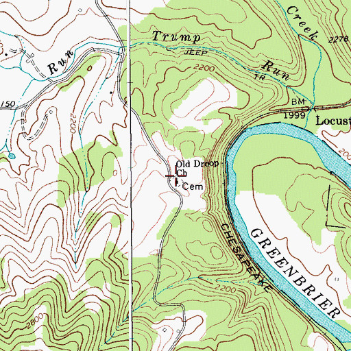 Topographic Map of Old Droop Church, WV