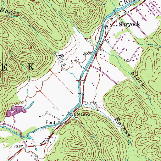 Topographic Map of Old House Run, WV