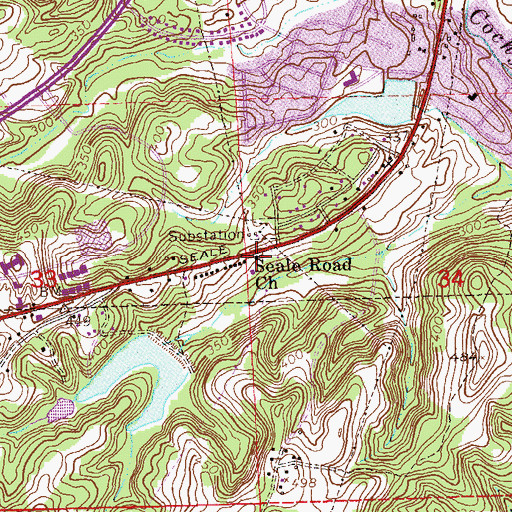 Topographic Map of Seale Road Baptist Church, AL