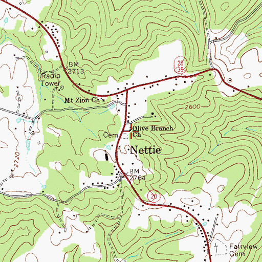 Topographic Map of Olive Branch Church, WV