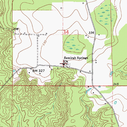 Topographic Map of Semirah Springs Freewill Baptist Church, AL
