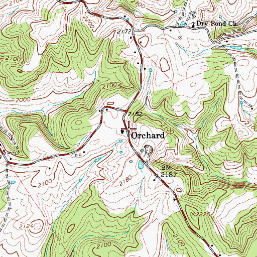 Topographic Map of Orchard, WV