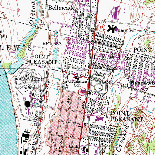 Topographic Map of Ordnance Elementary School (historical), WV