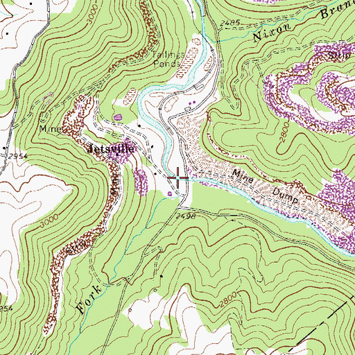 Topographic Map of Pack Fork, WV