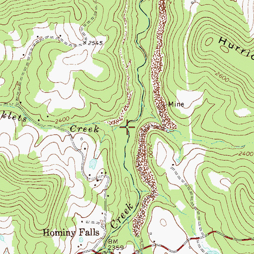 Topographic Map of Packlets Creek, WV