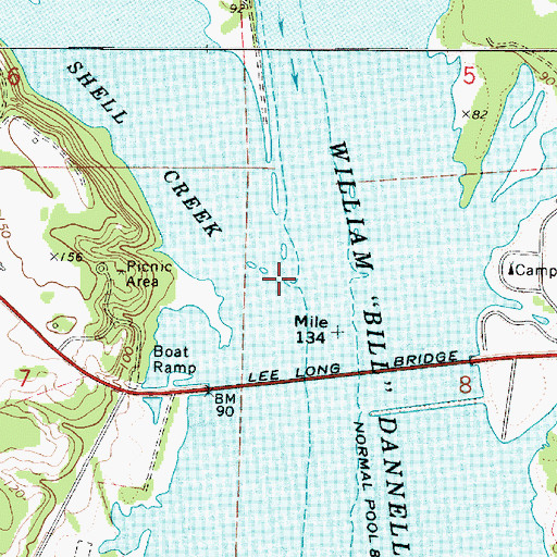 Topographic Map of Shell Creek, AL