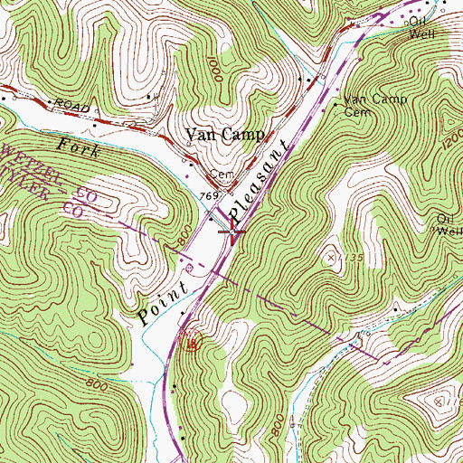 Topographic Map of Paden Fork, WV