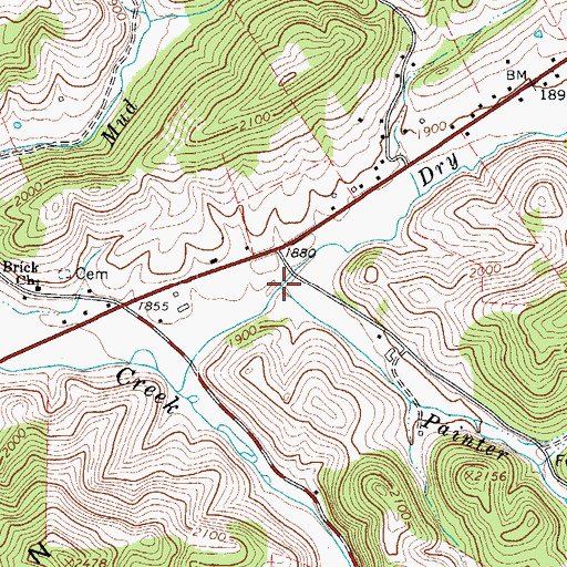 Topographic Map of Painter Run, WV