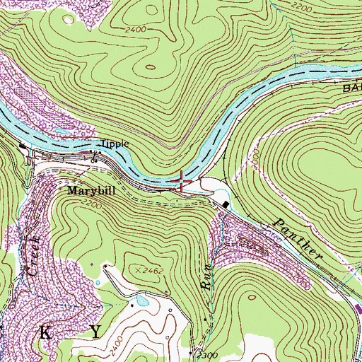 Topographic Map of Panther Creek, WV