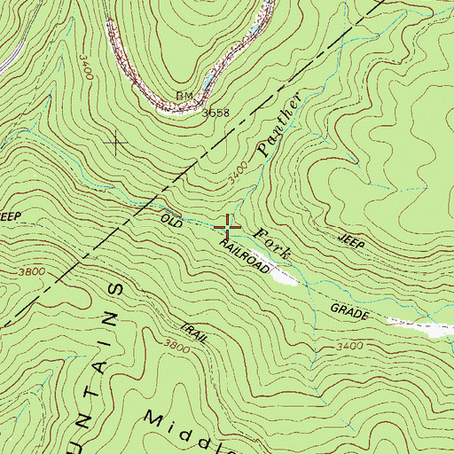 Topographic Map of Panther Run, WV