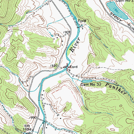 Topographic Map of Panther Run, WV