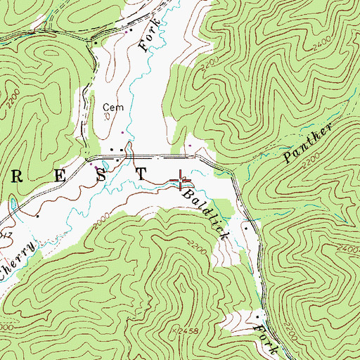Topographic Map of Panther Run, WV