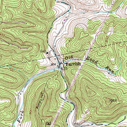 Topographic Map of Parish, WV