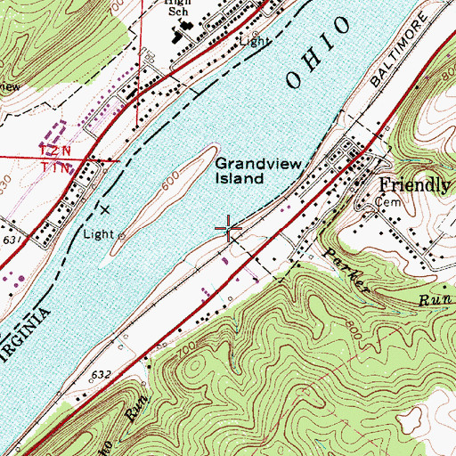 Topographic Map of Parker Run, WV