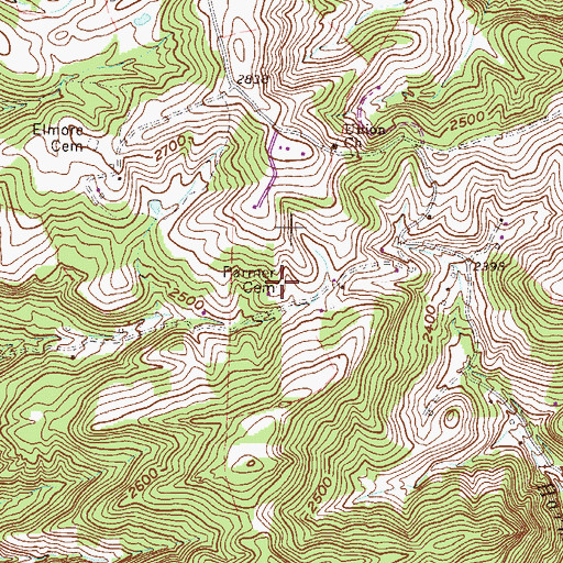 Topographic Map of Parmer Cemetery, WV