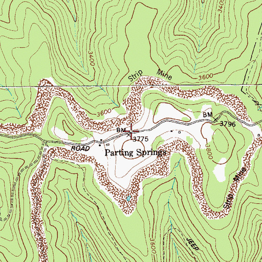 Topographic Map of Parting Springs, WV