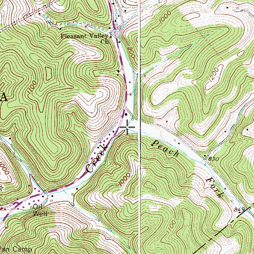 Topographic Map of Peach Fork, WV