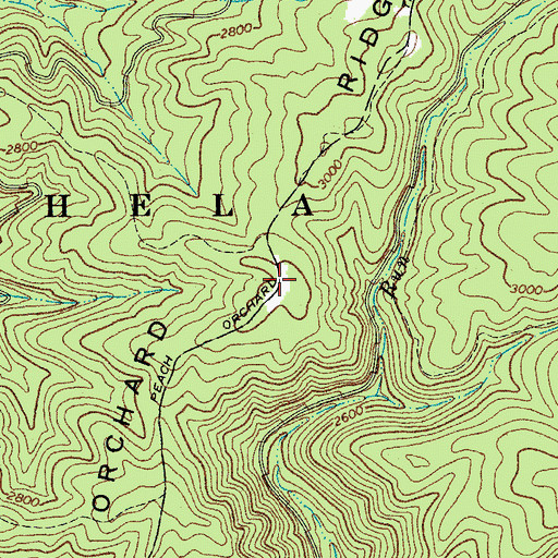 Topographic Map of Peach Orchard Ridge, WV
