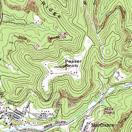 Topographic Map of Peaser Knob, WV