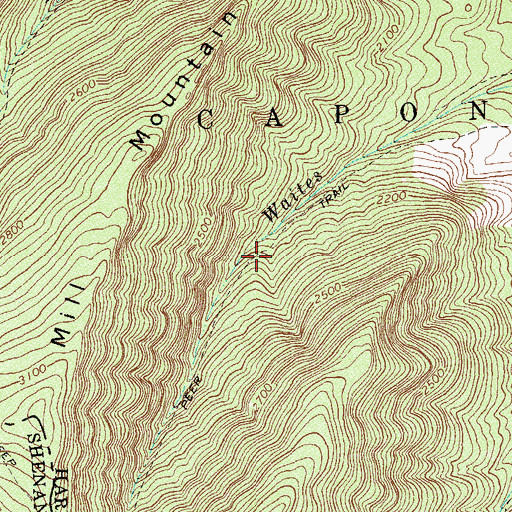 Topographic Map of Peer Trail, WV