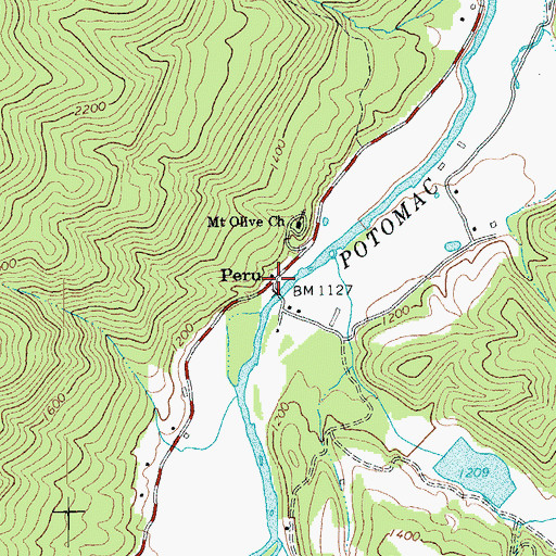 Topographic Map of Peru, WV