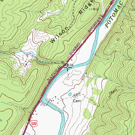 Topographic Map of Peters Run, WV