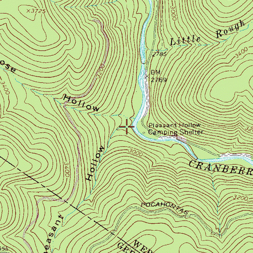 Topographic Map of Pheasant Hollow, WV