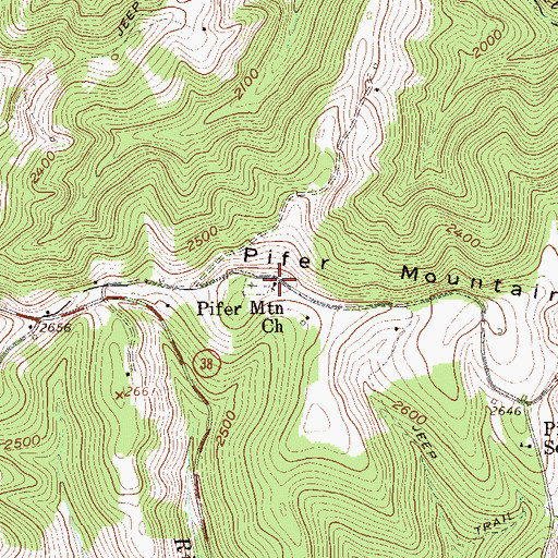 Topographic Map of Pifer Mountain Church, WV