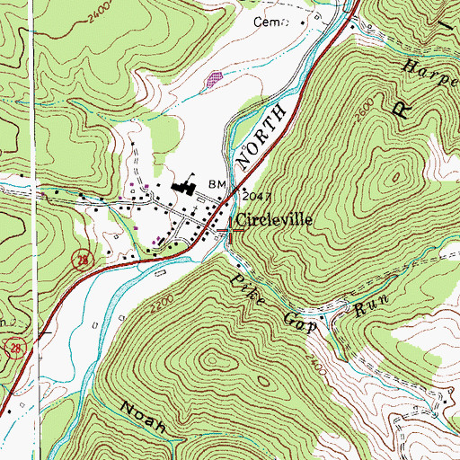 Topographic Map of Pike Gap Run, WV