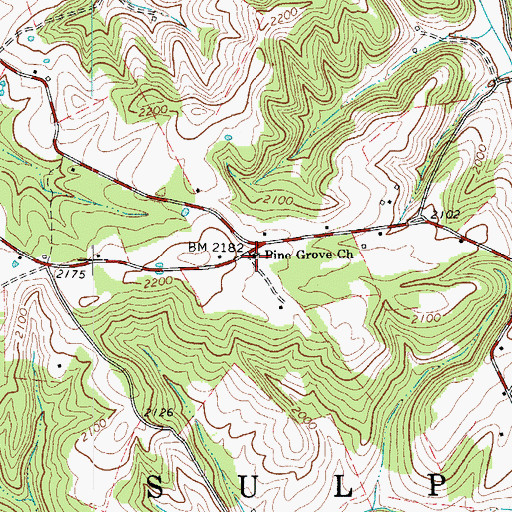 Topographic Map of Pine Grove Church, WV