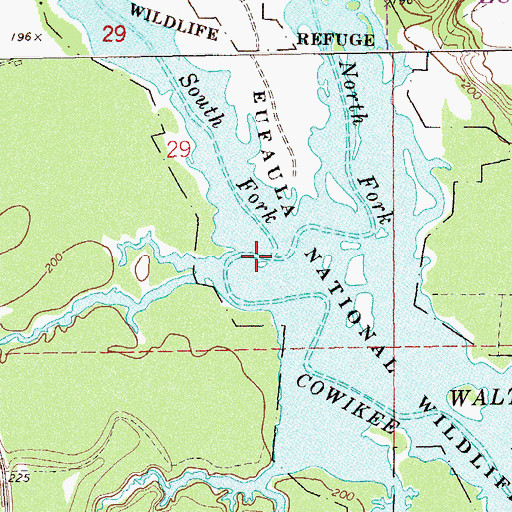 Topographic Map of South Fork Cowikee Creek, AL