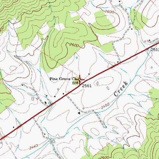 Topographic Map of Pine Grove Church, WV
