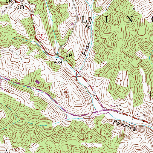 Topographic Map of Pine Run, WV